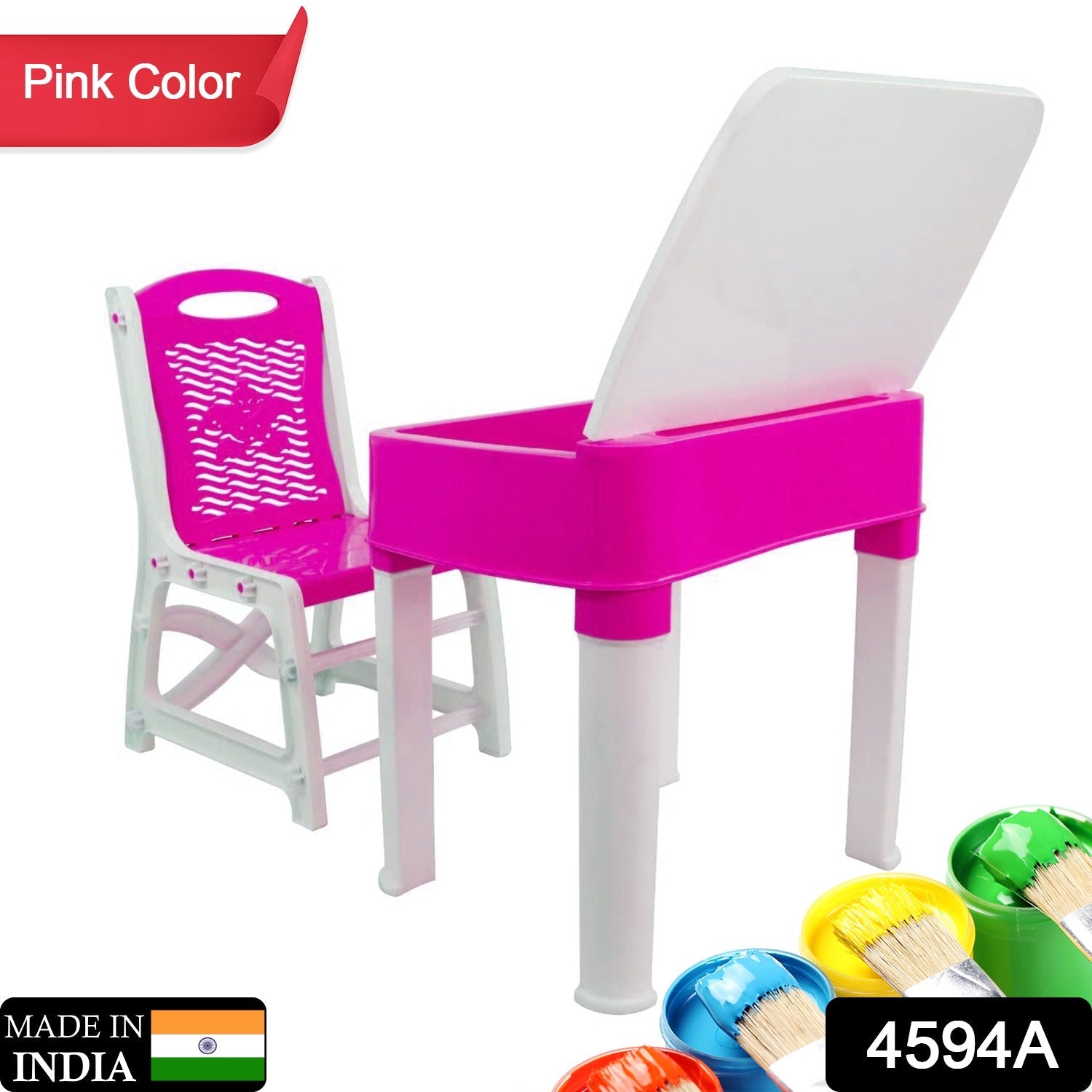 4594A Study Table And Chair Set For Boys And Girls With Small Box Space For Pencils Plastic High Quality Study Table (Pink) 4594A Study Table And Chair Set For Boys And Girls With Small Box Space For Pencils Plastic High Quality Study Table (Pink)
